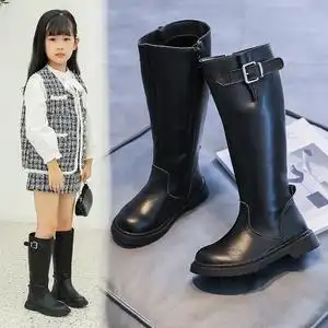 女童长靴2022年秋冬小女孩马丁靴儿童长筒靴高筒鞋单靴网红皮靴子