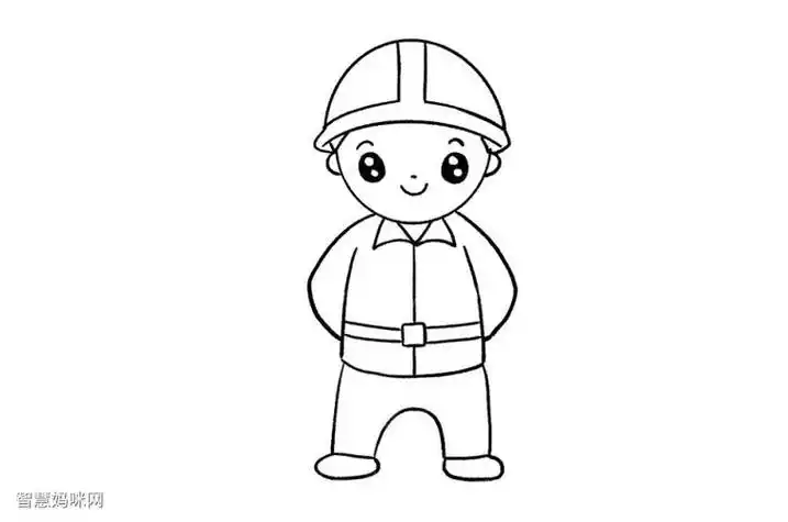 消防员怎么画全身简笔画