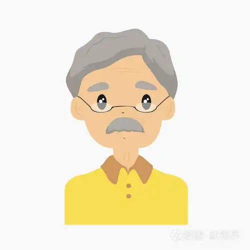 半身体爷爷头像矢量
