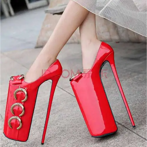 性感情趣低帮单鞋30cm超高跟鞋细跟防水台恨天高sm伪娘女鞋 红色 收藏
