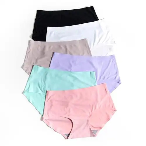 内裤少女士冰丝款无痕一片式夏季超薄款透气可爱中腰夏天抗菌平角