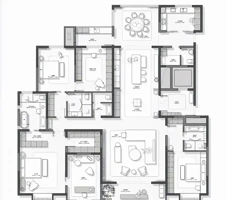 300平米的大平层户型做足了奢华感,层次丰富,功能齐全