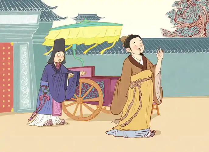 古代成语故事安步当车儿童绘本插画