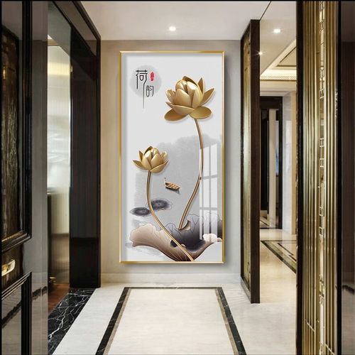 晏掣入户玄关装饰画走廊尽头壁画竖版旺宅挂画鱼现代 马到成功1 8040
