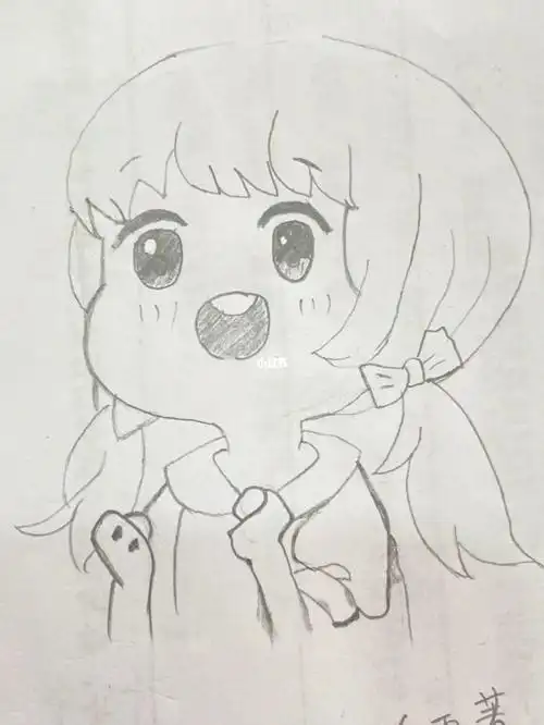 画可爱的小女孩