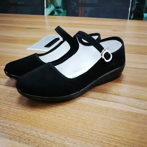 黔城女士一带平绒布鞋聚氨酯底黑色浅口单布鞋宾馆酒店礼仪工作鞋