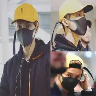 跑男鹿晗同款字母黄色帽子黑色长带子弯檐遮阳棒球帽鸭舌帽女夏潮