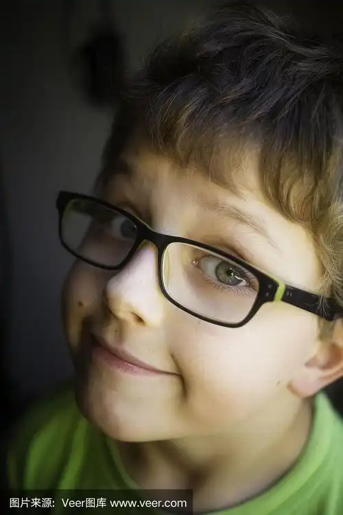 一个戴眼镜的小男孩的肖像
