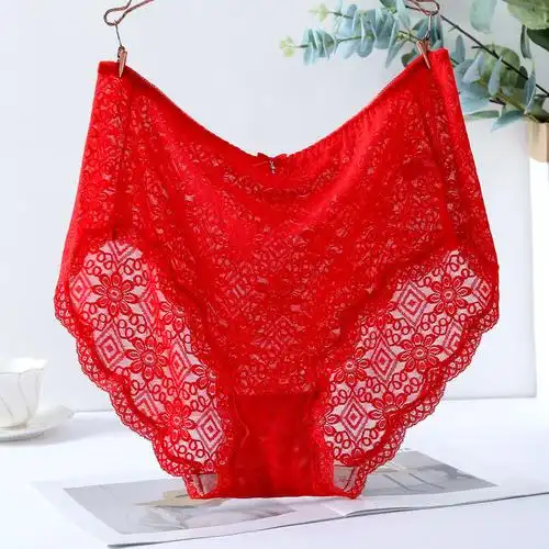 300斤高腰女士超大性感舒适蕾丝镂空网纱三角女三角裤