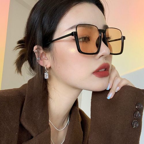 2021新款大框圆脸显瘦复古茶色墨镜女半框眼镜网红ins太阳镜方框