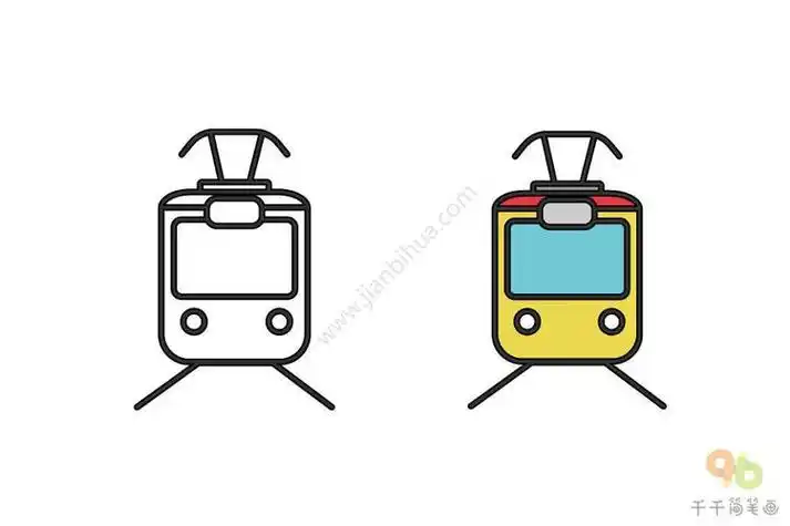 列车简笔画彩色漂亮的地铁简笔画彩色地铁简笔画儿童地铁简笔画彩色