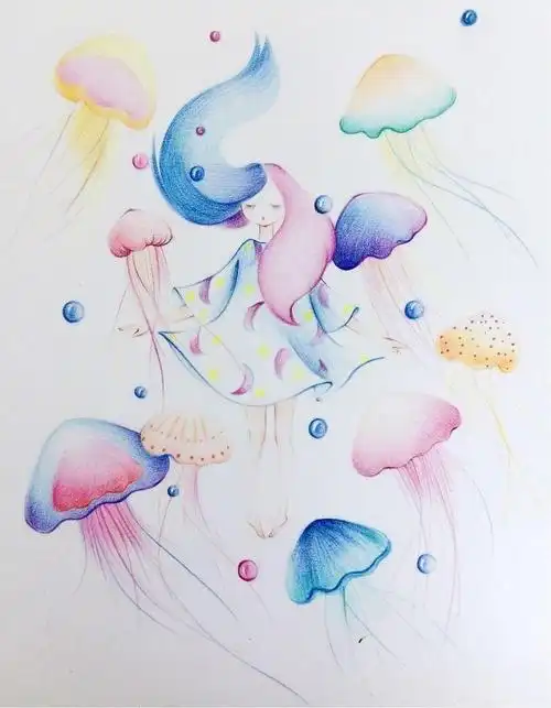 水溶性彩铅初学者教程:简单好看的彩铅画