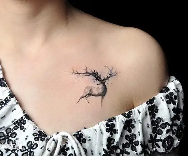 水墨鹿_纹身图案手稿图片_成都黑旗纹馆的纹身作品集
