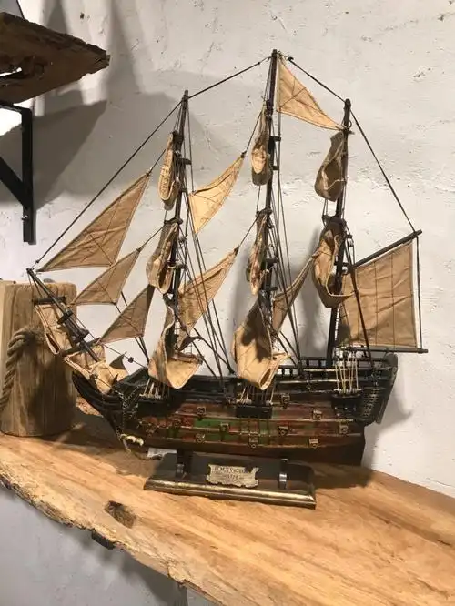 西洋古董纯手工制作帆船77复古摆件