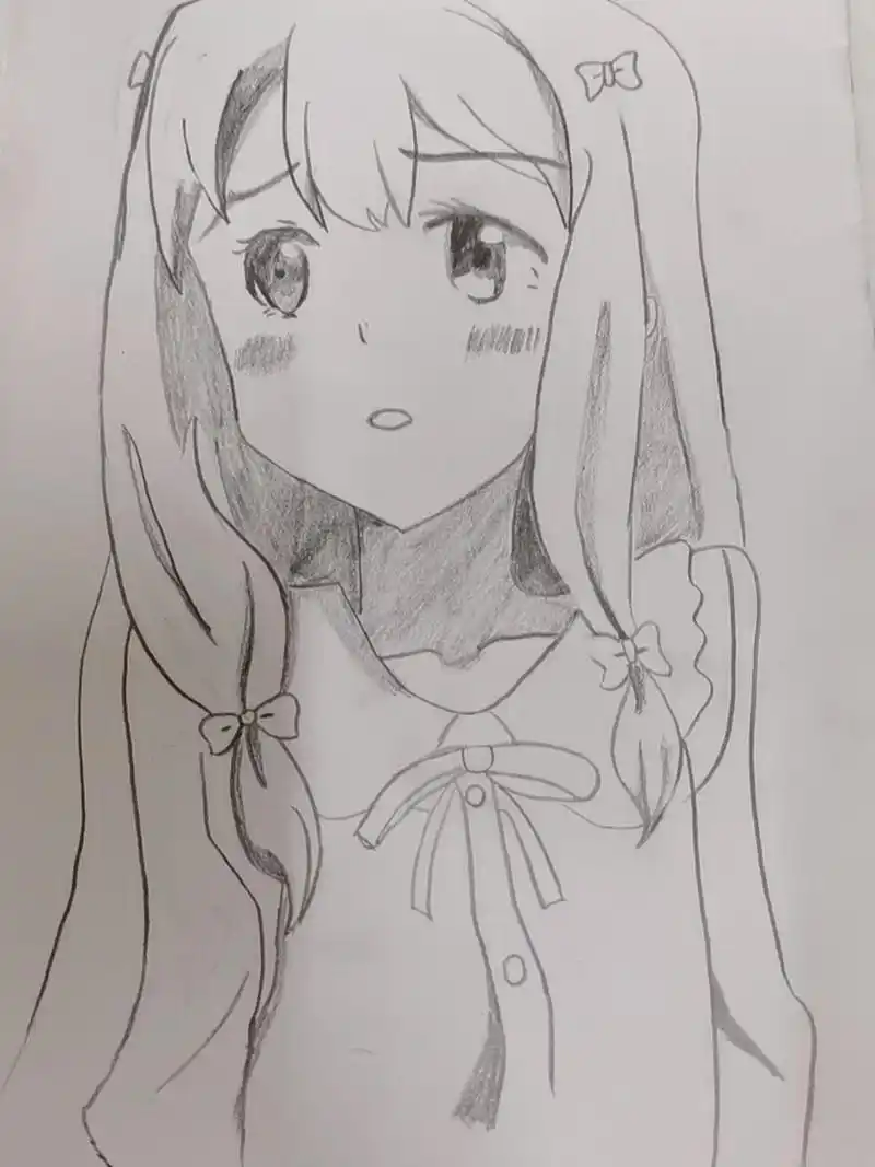 动漫人物铅笔画 照着博主画的,自初中后第一次画人物画,线条不太流畅