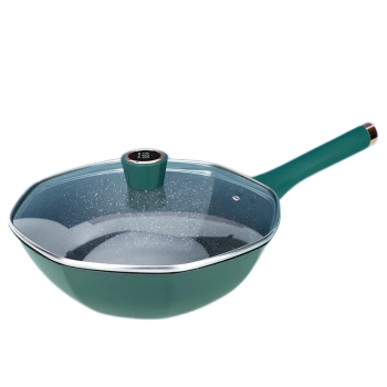 鲁道夫八角不粘锅炒锅平底炒菜锅 绿色八角锅智能款