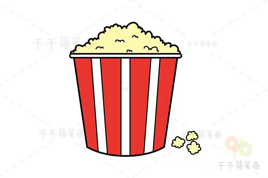 爆米花简笔画步骤图