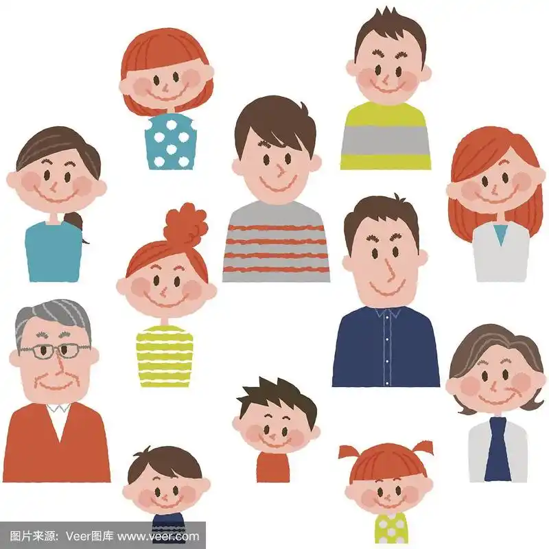 不同年龄的人与矢量插图