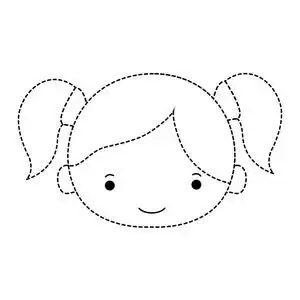 两尾虚线形状女孩头两尾发矢状图照片