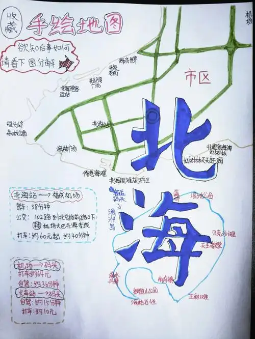 纯手写北海地图67旅游攻略67不要错过哟
