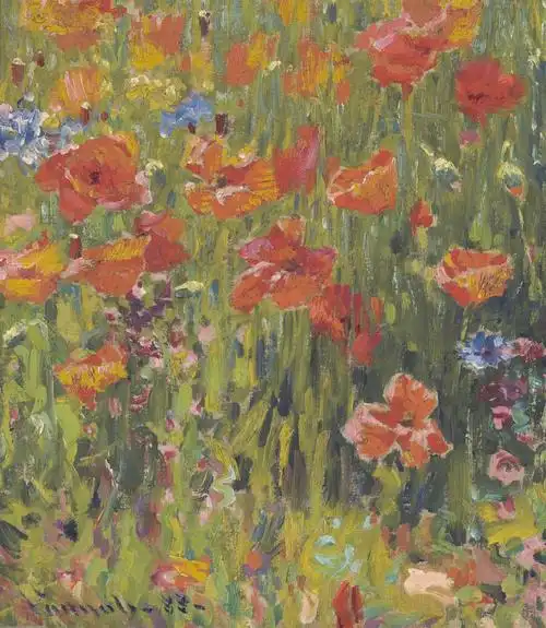 罂粟花poppiesrobertwilliamvonnoh油画作品欣赏