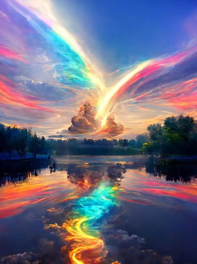 七彩祥云天空 听说看见七彩祥云的人会很幸运,所以要把幸运分享给爱的