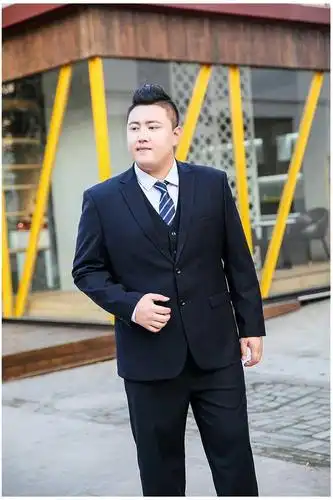 大码西装男西服加肥加大胖子商务正装外套礼服职业装s33 黑色大码