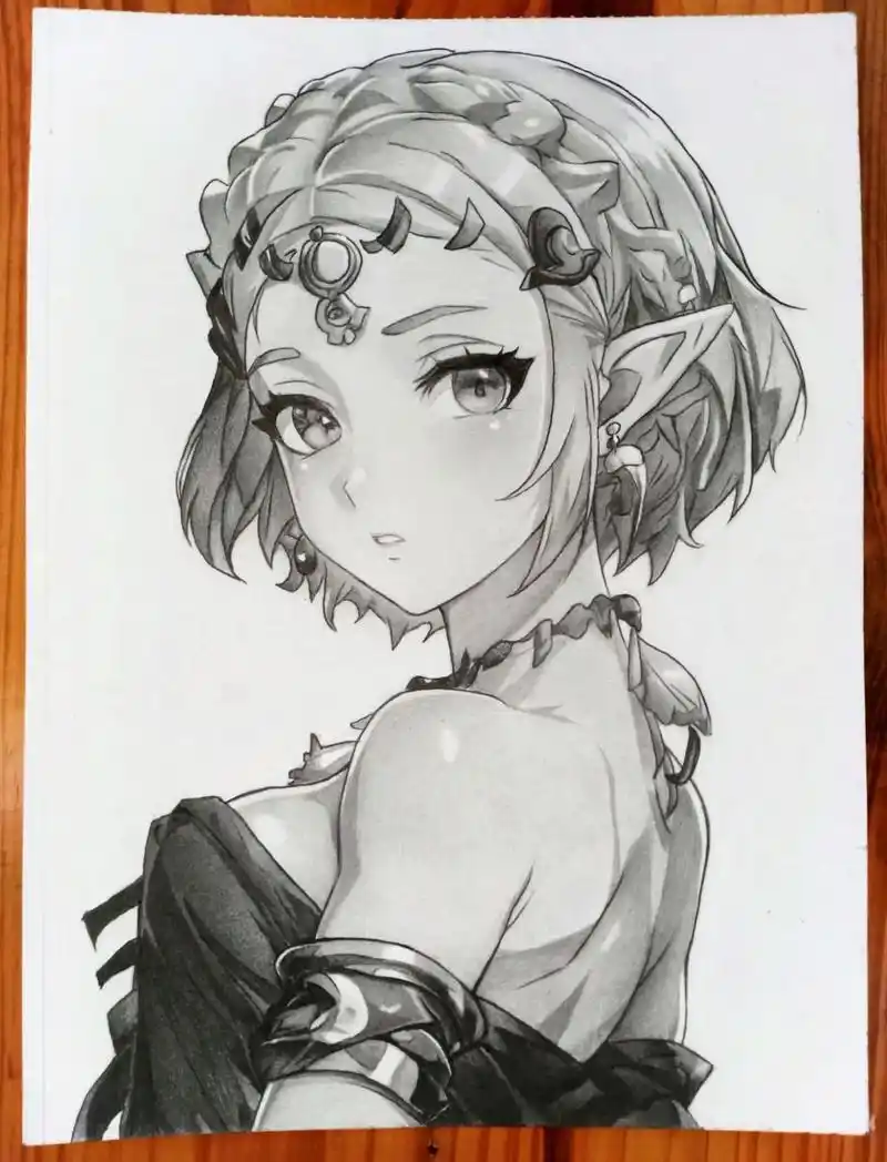 铅笔画出塞尔达公主!(短发)#想画就画 #铅笔 #塞尔达传 - 抖音