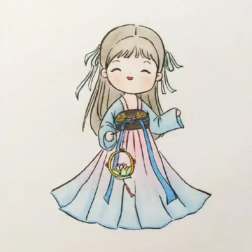 人物古装少女古装人物简笔画女子古风女孩简笔画简笔画古风汉服小姑娘