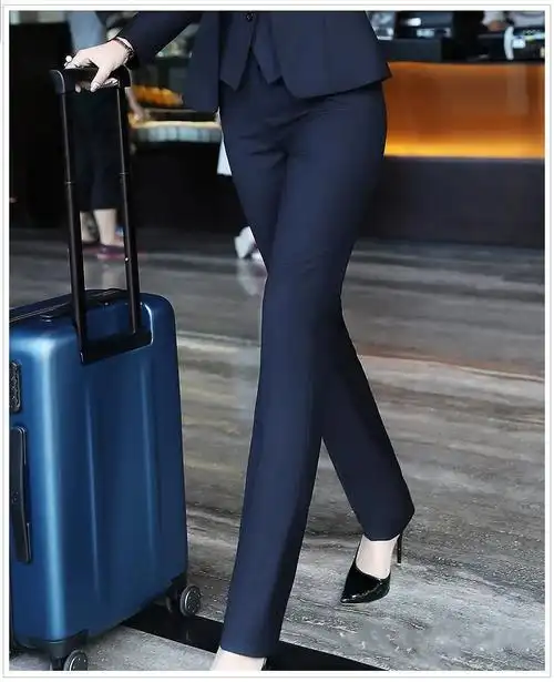 罗蒙时尚气质高档2022年新款面料加厚西装裤女职业正装西裤黑色长裤