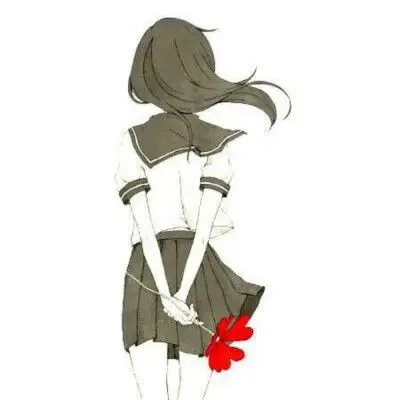 二次元 女生 背影 简约 水手服