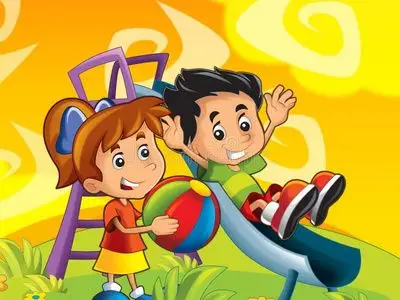 卡通小朋友玩照片