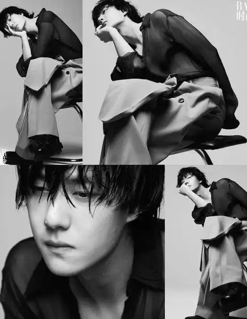 231212 王一博《时尚芭莎》黑白大片,素颜挑战视觉极致!