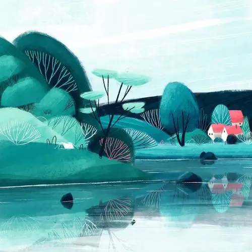 她的插画有独特的肌理与质感冷色调也可以很温暖