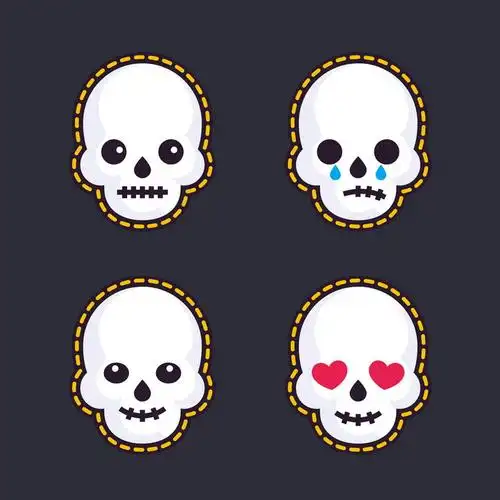 4款可爱的骷髅头头像图片免抠矢量图素材