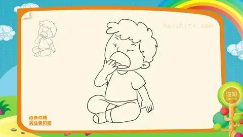 简笔画人物教程如何画打哈欠的小男孩海知简笔画大全系列
