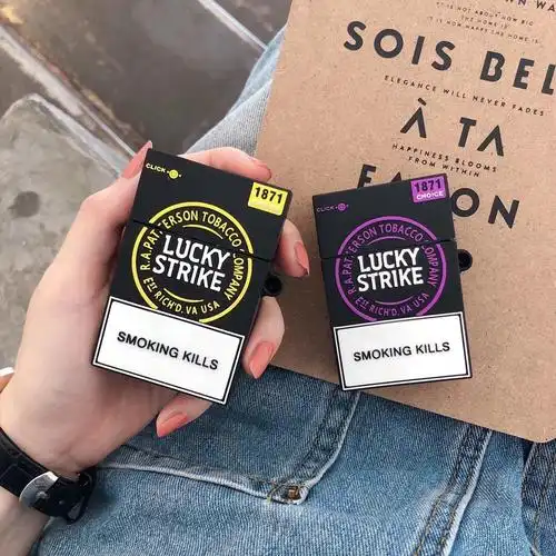 hot sale 3d lucky strike cigarette box design earphone case with