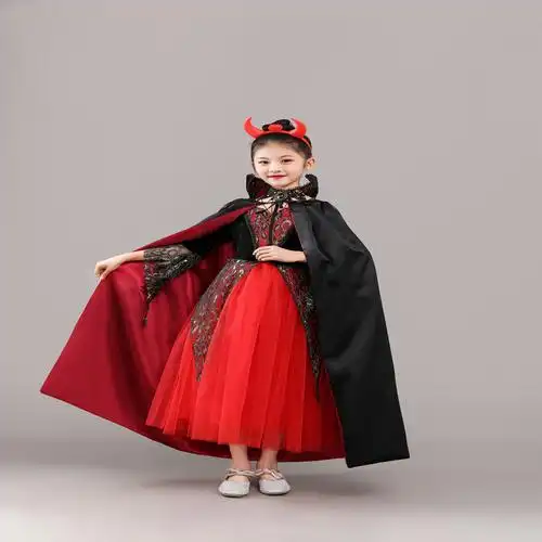 正品万圣节儿童皇后服装白雪公主演出服女童巫婆话剧民族服装