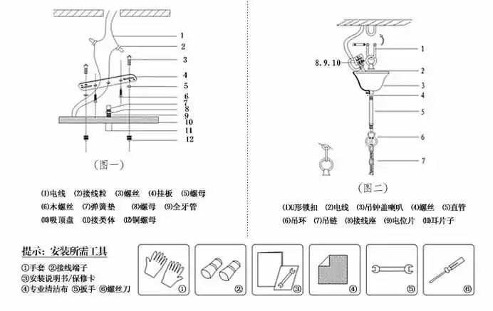 吊灯安装图解