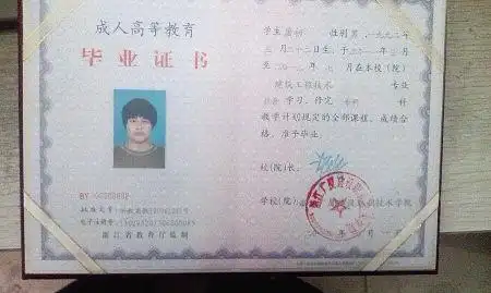 三年全日制学习后,小屠领到的"业余"毕业证.(单玉紫枫摄)