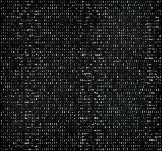 带数字的黑色矩阵用于加密和编码矢量的计算机代码