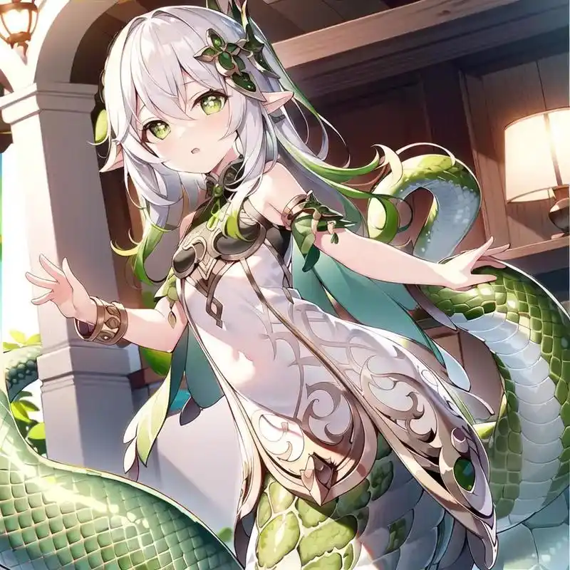 纳西妲(小草蛇(虫)和申鹤(蛇女化) 搬运 #纳西妲#申鹤# - 抖音