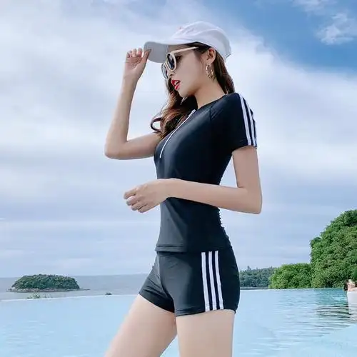 泳衣女2019新款分体遮肚保守显瘦聚拢性感学生韩国泡温泉游泳衣