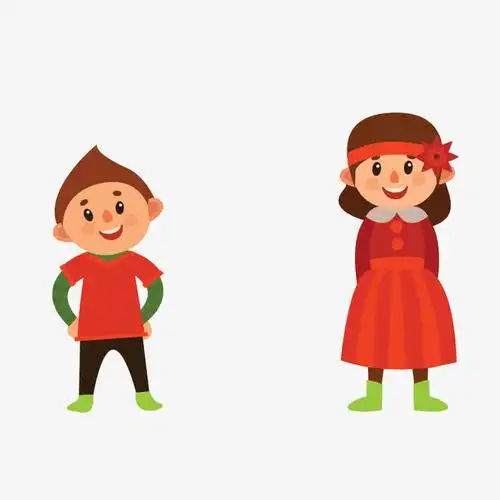 矢量的卡通姐弟