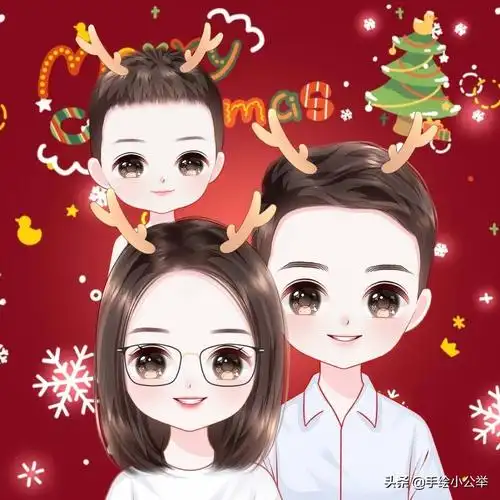 换个头像吧,一家四口卡通全家福头像,温馨好看,一儿一女