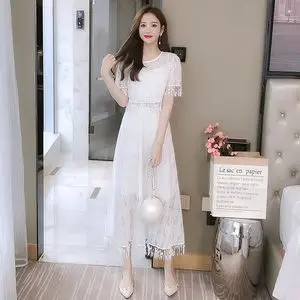 蕾丝罩衫连衣裙修身图片