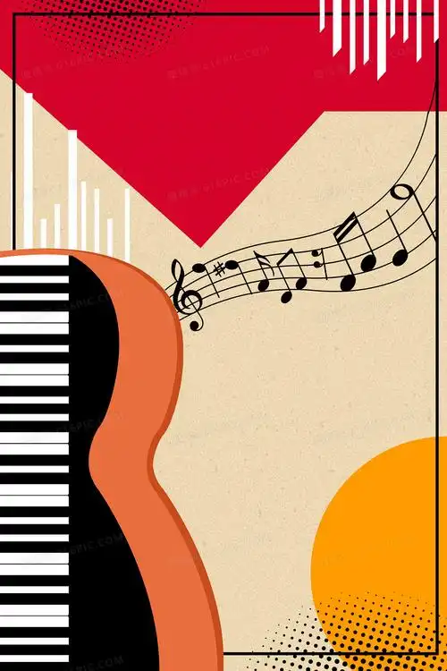 简约风钢琴音乐会拼色黑白键钢琴色块背景