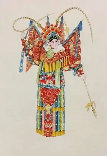 郑友深画的《刀马旦》角色.