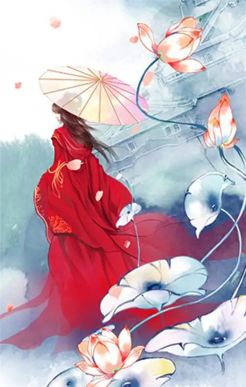 唯美的手绘插画古风背影大图_唯美意境图片_窝窝qq网