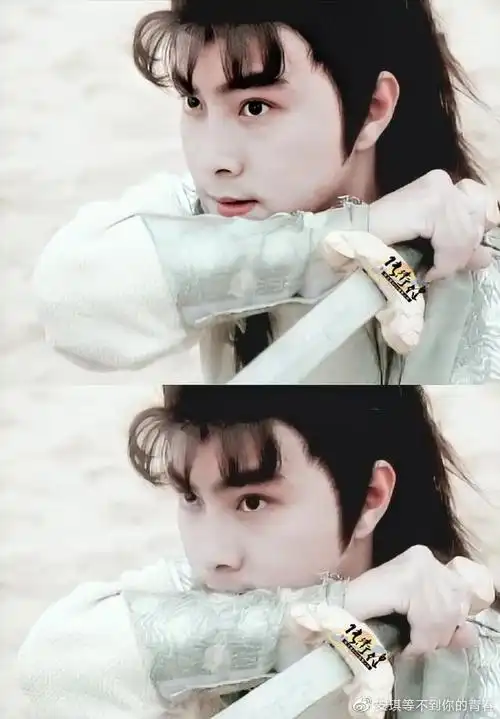 不肖说他早期《日月神剑》里的少年阿月,靠清新秒杀了同框的郭晋安